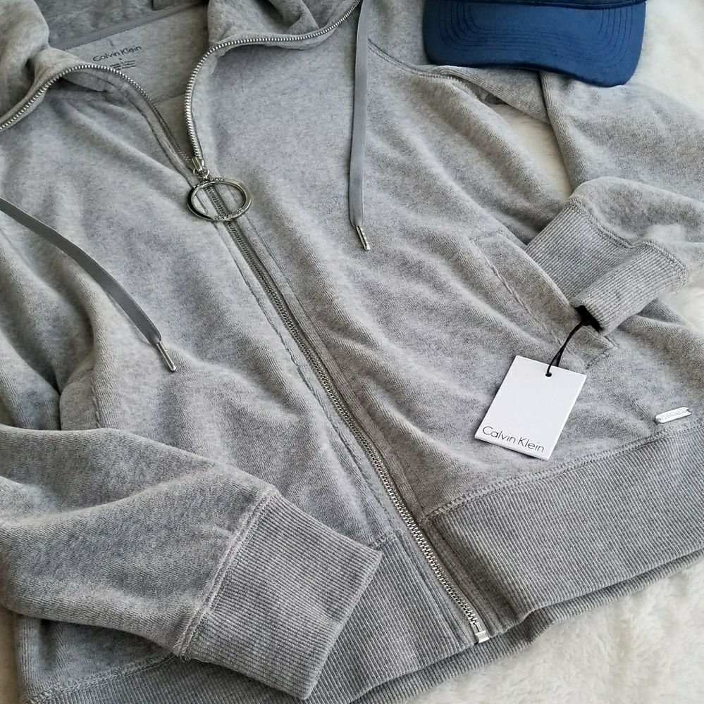 NWT Calvin Klein Velour Jacket, Size S - Picture 2 of 8